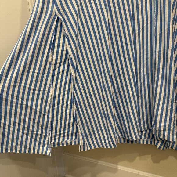 Lake Seafarer Blue Stripe DreamKnit Stretch Jersey Caftan Coastal Preppy Lounge - Picture 10 of 12